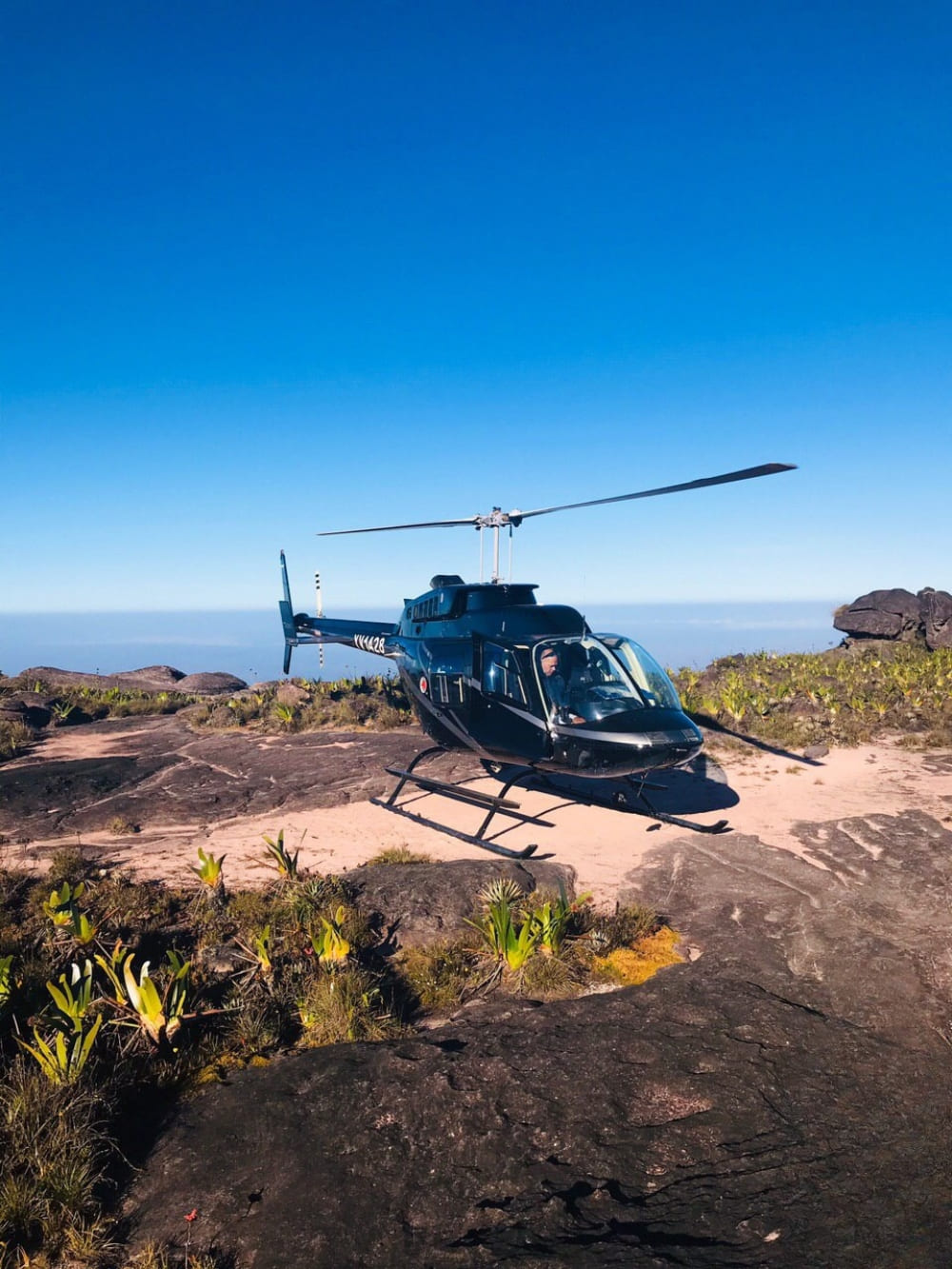 Helicopter landing at Mount Roraima